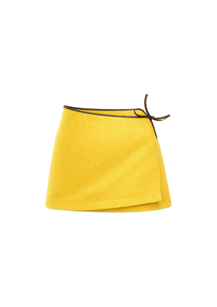 Jupe portefeuille jaune
